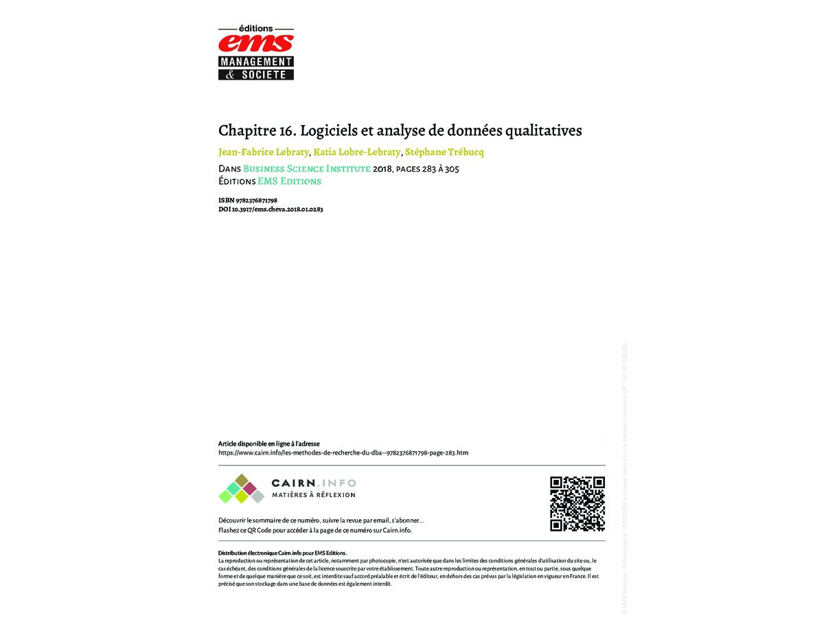Logiciels et analyse de données qualitatives